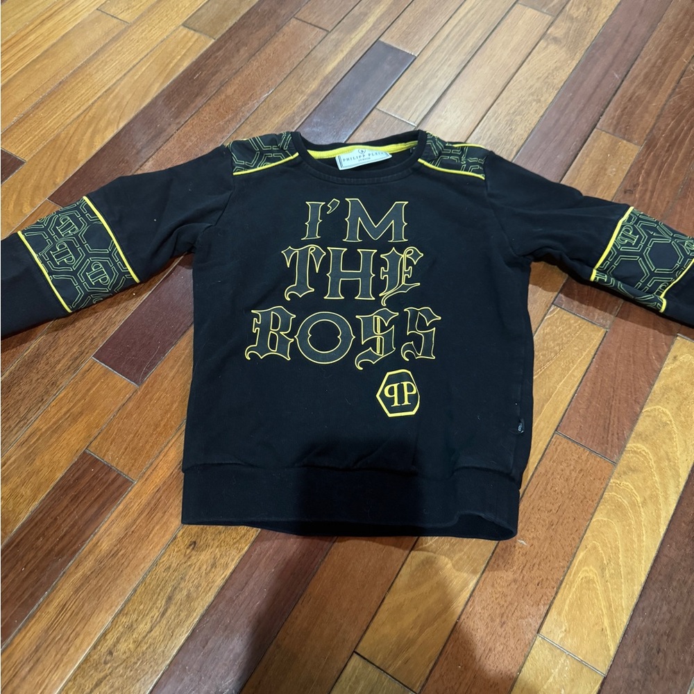 Philipp Plein Black and Gold Sweatshirt Bold Graphic